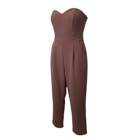 Express Mauve Strapless Jumpsuit - Picture 4 of 7